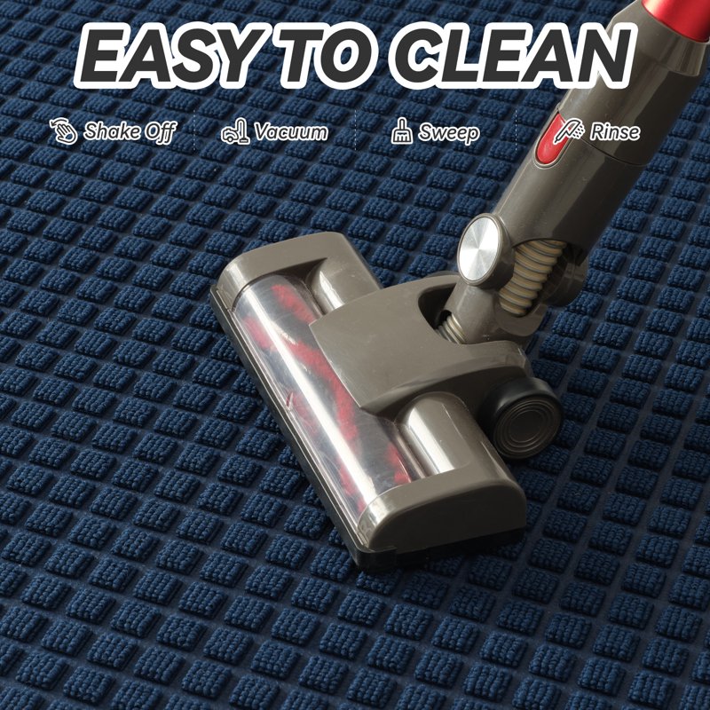 Outdoor Doormat Non-Slip Rubber Entrance Rug 17x30 Checker Blue - Dirt Trapper