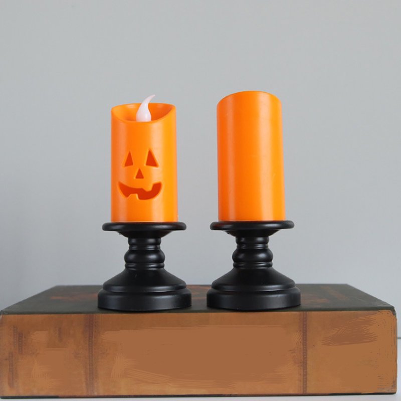 Halloween LED Candle Lights with Pumpkin Lanterns - Indoor Decor, 3 Pack - Halloween Decor A