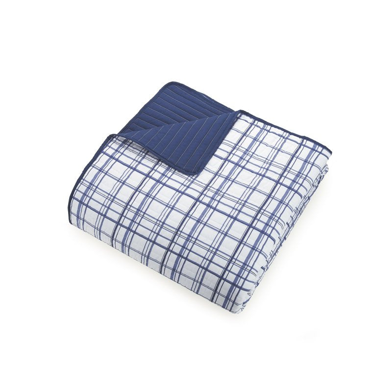 Urban Playground Kids and Teens Marquis Navy Plaid 3-Piece Quilt Set - Full/Queen