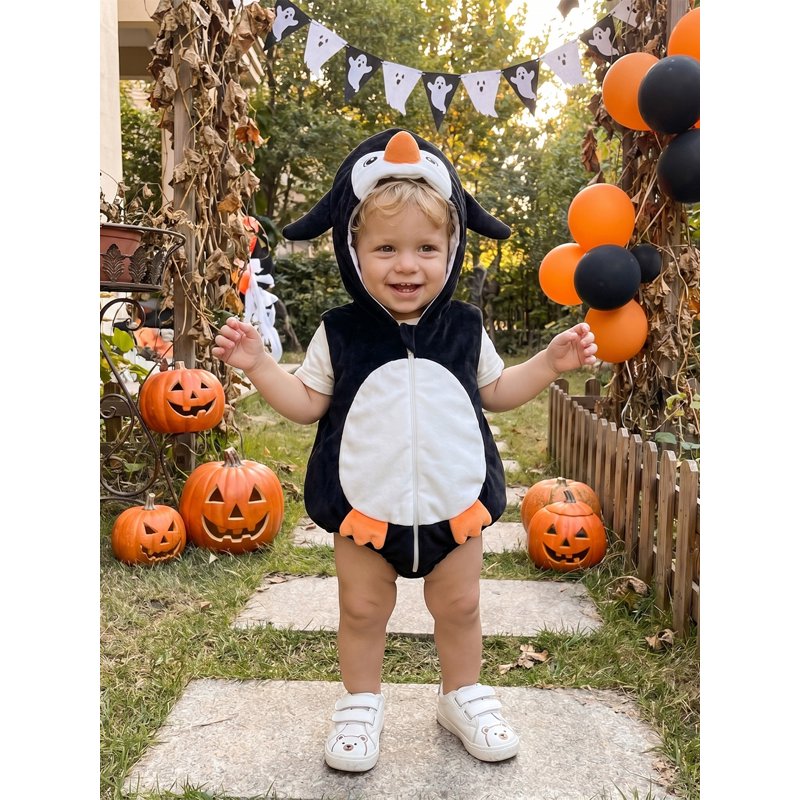 Newborn Baby Boy Penguin Costume - Black 12-18 Months Infant Animal Cosplay Outfit