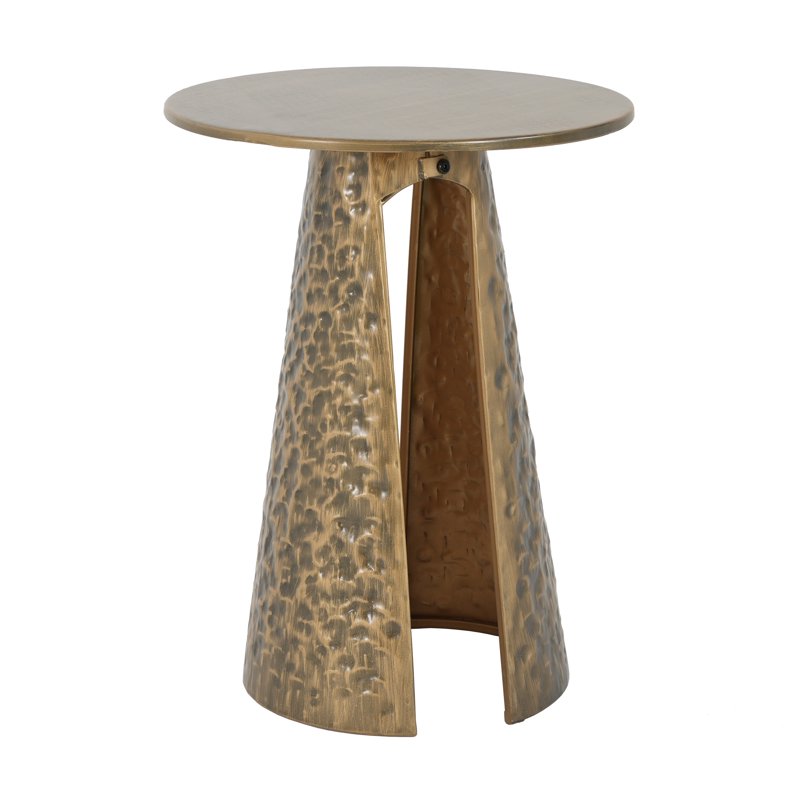 Modern Luxury Copper-tone Side Table with Hammered Texture