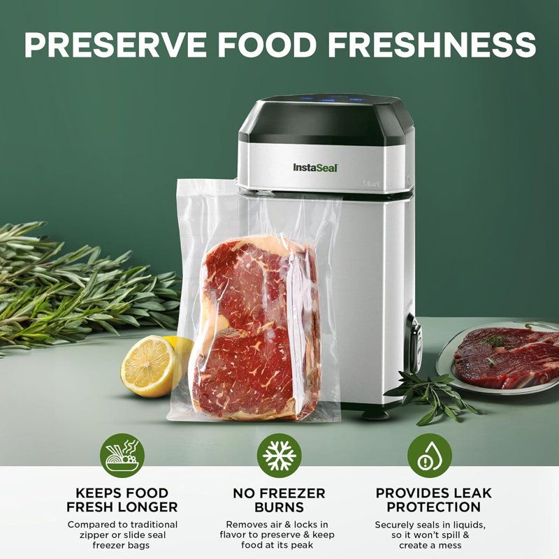 InstaSeal Vacuum Sealer Machine - Upright Food Sealer with 50 Bags