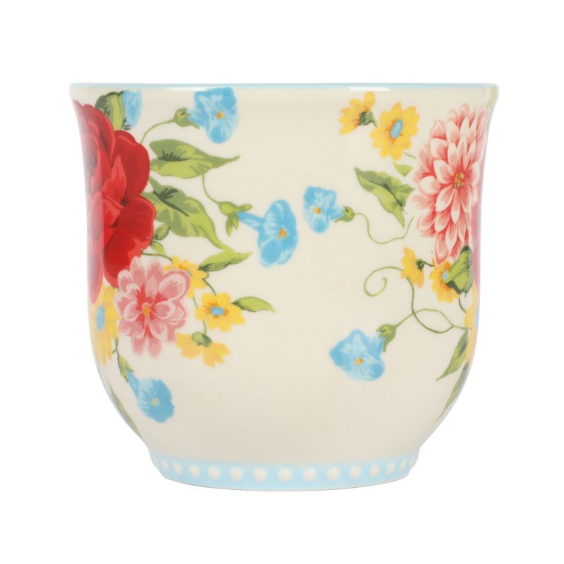 14.5-Ounce Sweet Rose Ceramic Mug - Light Blue