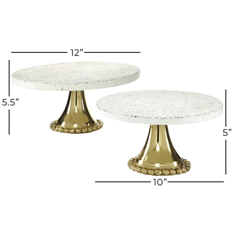 Gold Ceramic Speckled Cake Stand Set - 10" & 12"