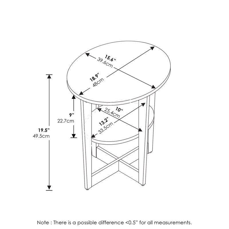 Oval End Table Set of 2 - Modern White Accent Tables