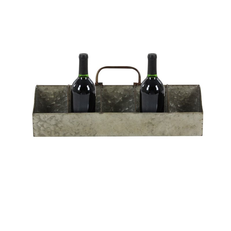 Farmhouse Gray Metal Wine Holder - 6 Bottle Capacity