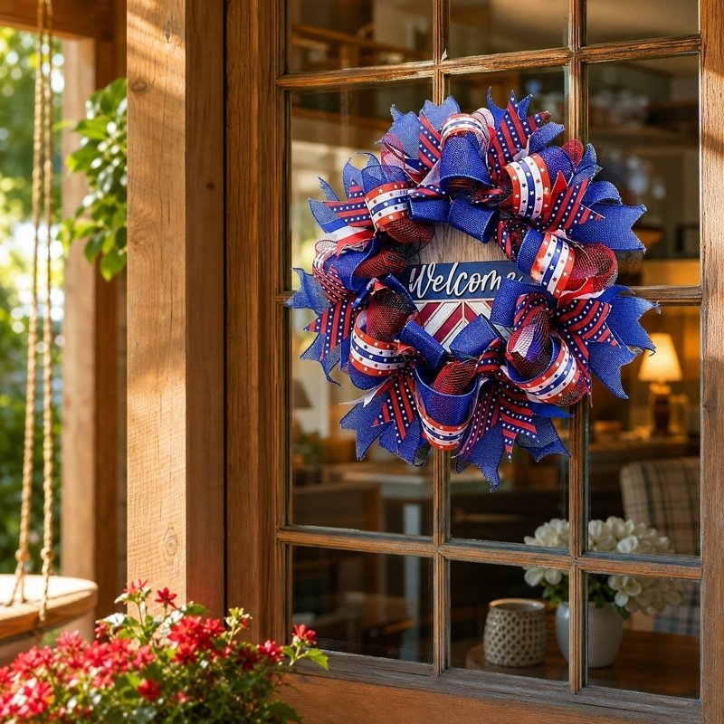 Patriotic Wreath with Red White Blue Hydrangeas - 250th Anniversary Decoration Z0E