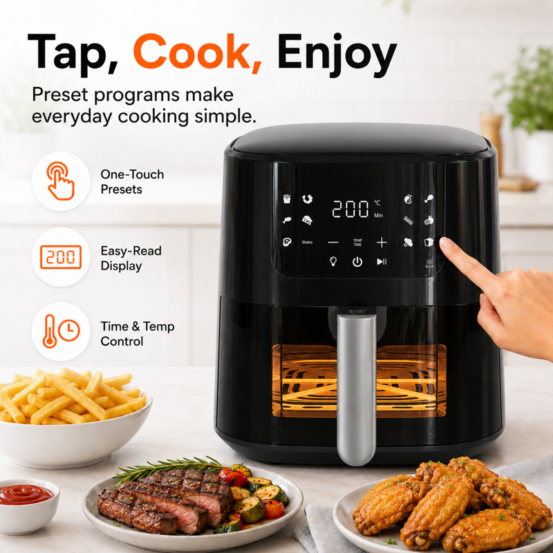 5.5 QT Digital Air Fryer with Touchscreen - Black with View Window
