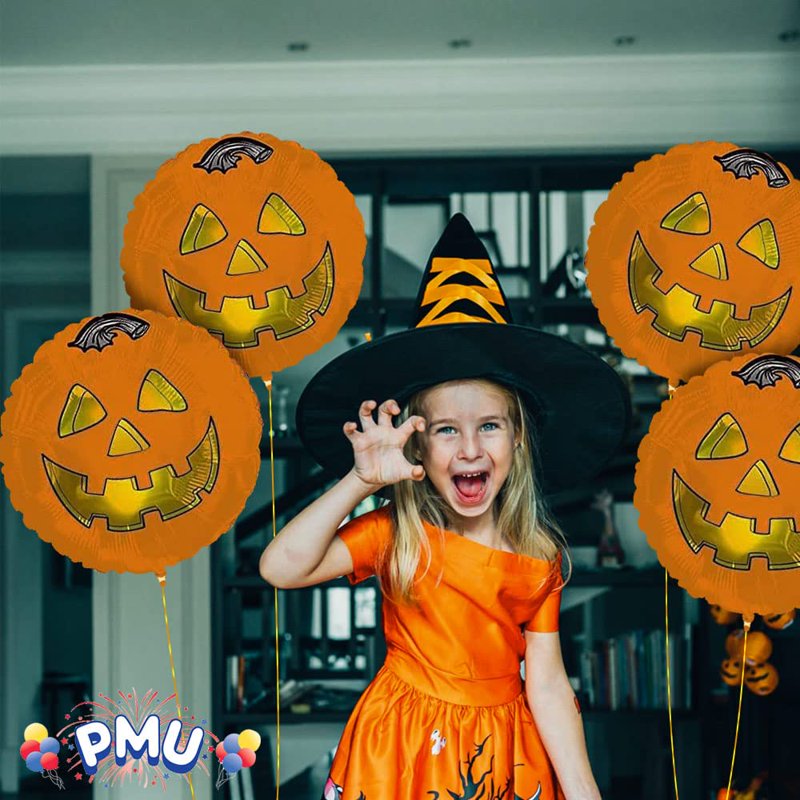 Halloween Pumpkin Mylar Balloon - 18 Inch Foil Balloon for Parties - Pumpkin Fun Variation