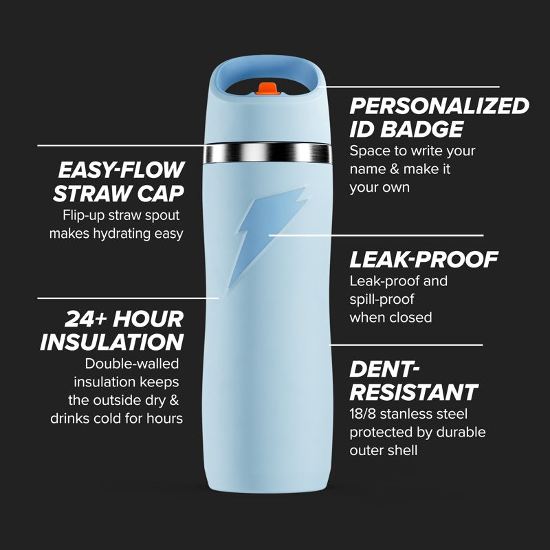 32oz Stainless Steel Water Bottle with Straw Cap - Ice Blue