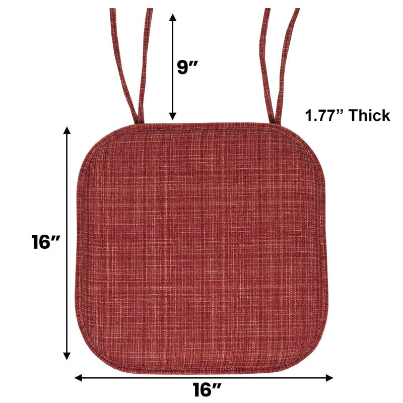 Memory Foam Chair Cushion Pad with Ties - 2 Pack, Burgundy Multi