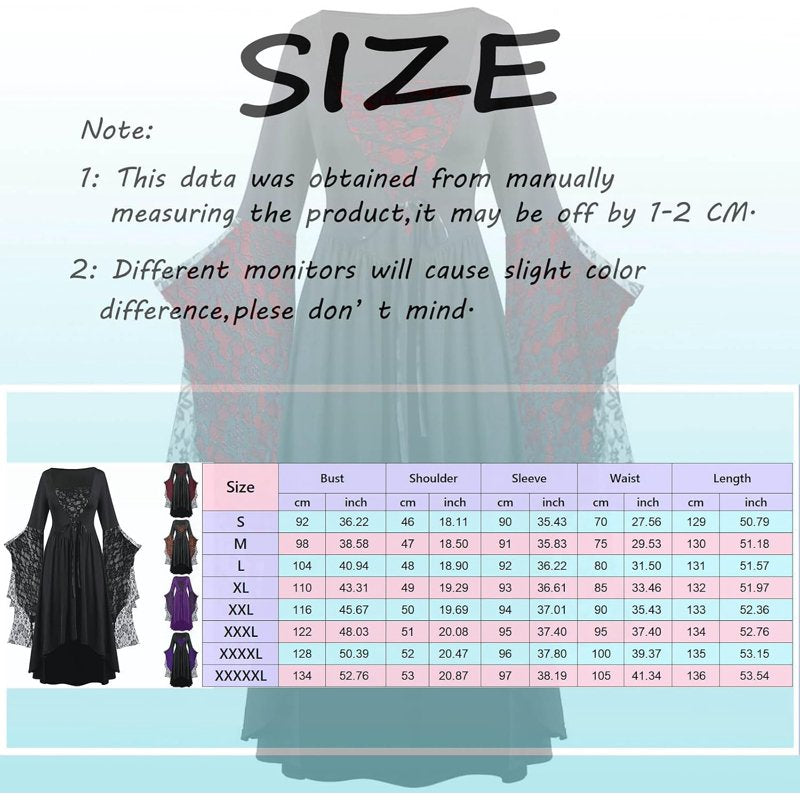 Women Halloween Witch Vampire Costume Black 5XL Plus Size Cosplay Dress