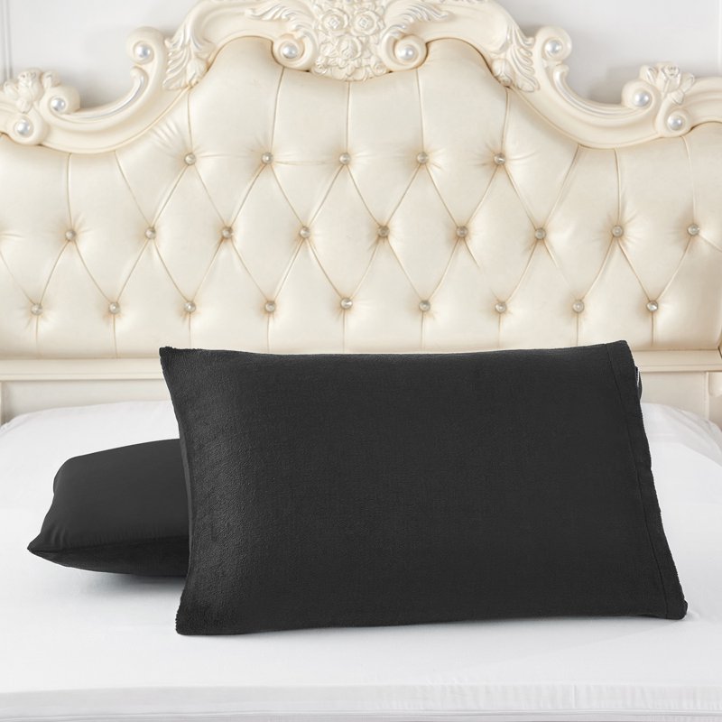 Queen Sherpa Fleece Bed Blanket Set - Thick Warm Reversible Black 3 Pieces