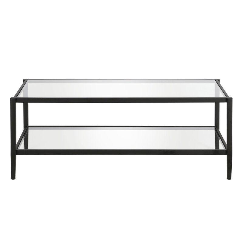 Rectangular Coffee Table with Glass Shelf - Modern Chic Design