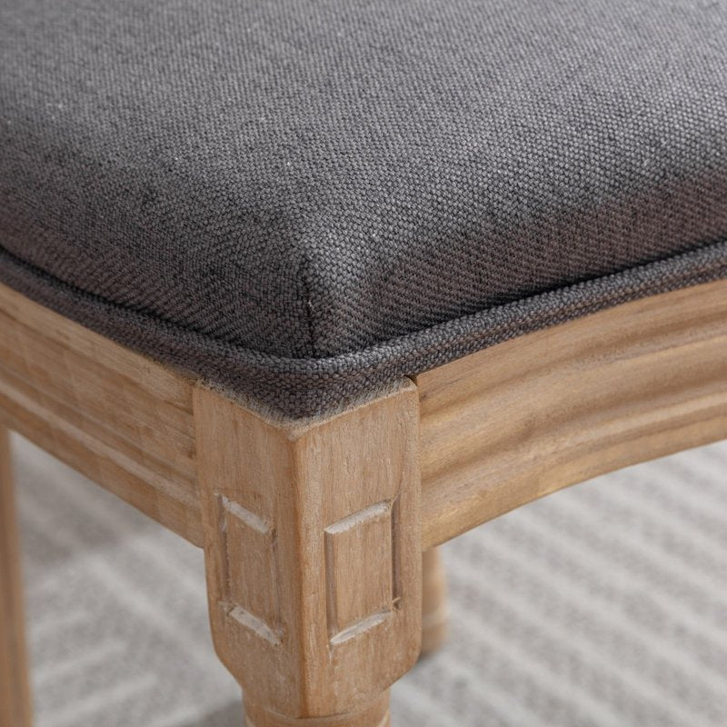 French Style Dining Chairs Set of 2 - Upholstered Dark Gray B