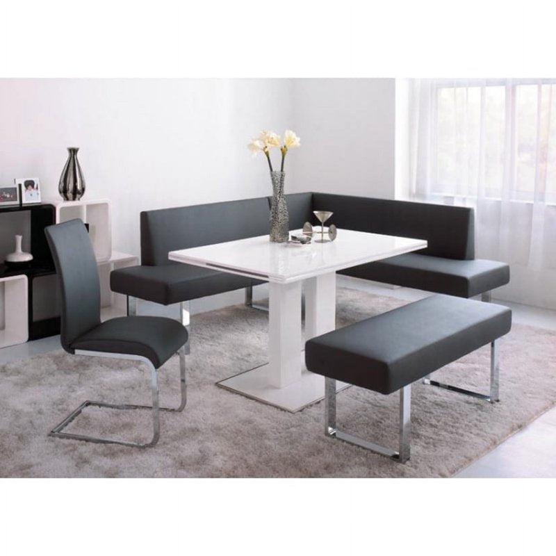 Amanda Corner Sofa - Faux Leather Upholstered - Black