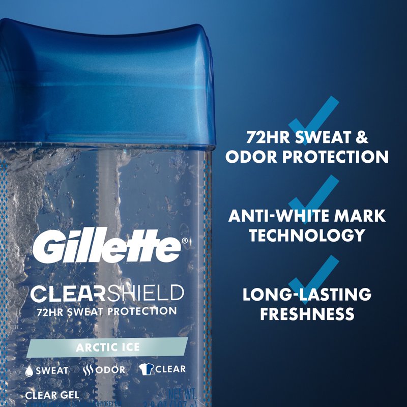 Clear Gel Antiperspirant and Deodorant for Men - Arctic Ice Scent, Triple Pack