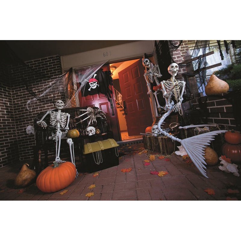 Life Size Mermaid Skeleton Halloween Decor – Outdoor Indoor Plastic Skeleton Statue