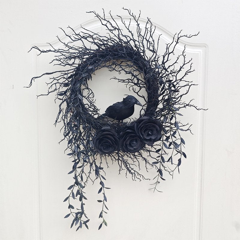 Halloween Wreath with Spooky Lights Indoor Outdoor Front Door Decoration - Variation D