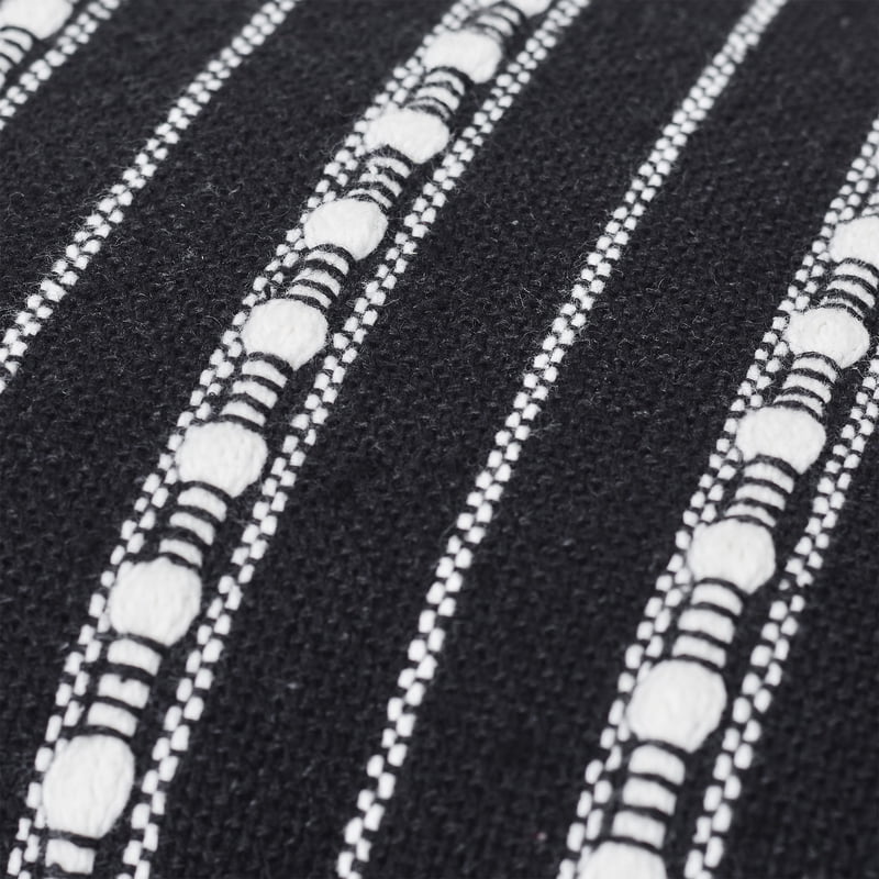 Black Stripe Cotton-Rich Decorative Pillow 18x18 Inches - 2 Pack - Black