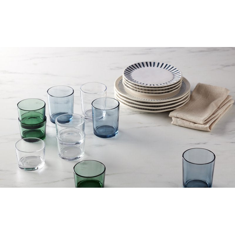 12-Piece Green Glass Stackables Drinkware Set - Entertain 365
