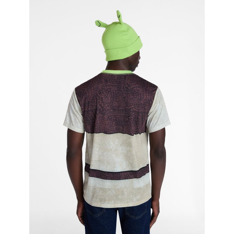 Shrek Men’s Graphic Cosplay Tee and Beanie Set - Natural Green 2XL