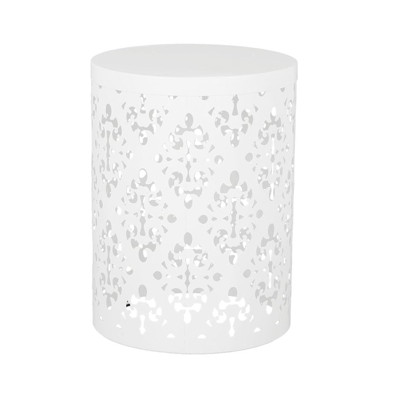 Modern Iron Cut Design Outdoor Side Table Set of 2