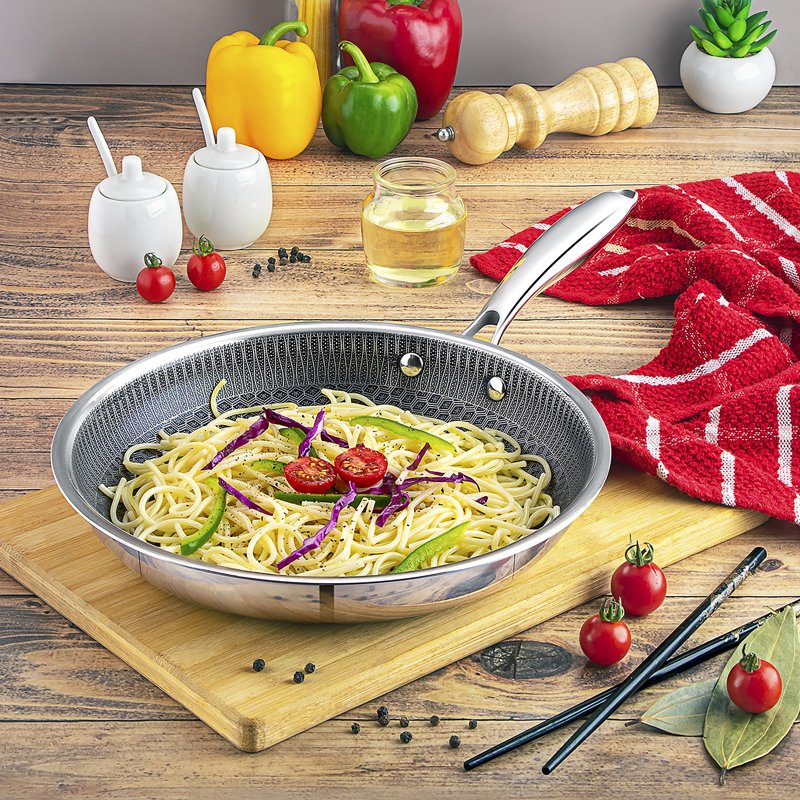 10-Inch Tri-Ply Hybrid Skillet with Stainless Steel Handle