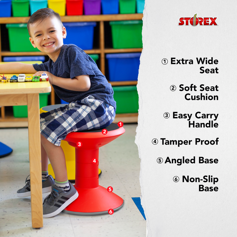 Adjustable Wiggle Stool for Kids - Red, 12-18 Inch Height