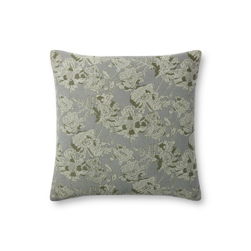 Decorative Pillow 18x18 Silver Sage - Modern Floral Accent Cushion