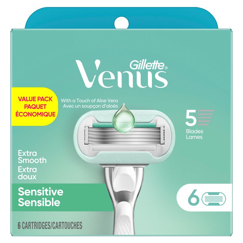 Deluxe Smooth Sensitive Razor Blade Refills for Women - 6 Count