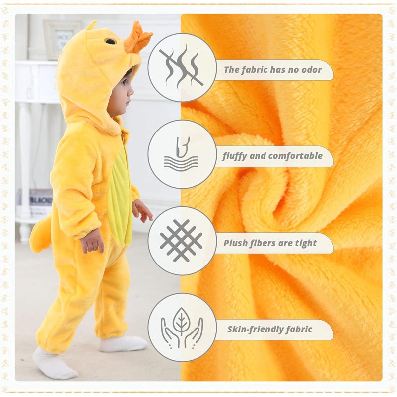 Baby Animal Costume Romper - Yellow Duck 24-30 Months Winter Flannel Hoodie