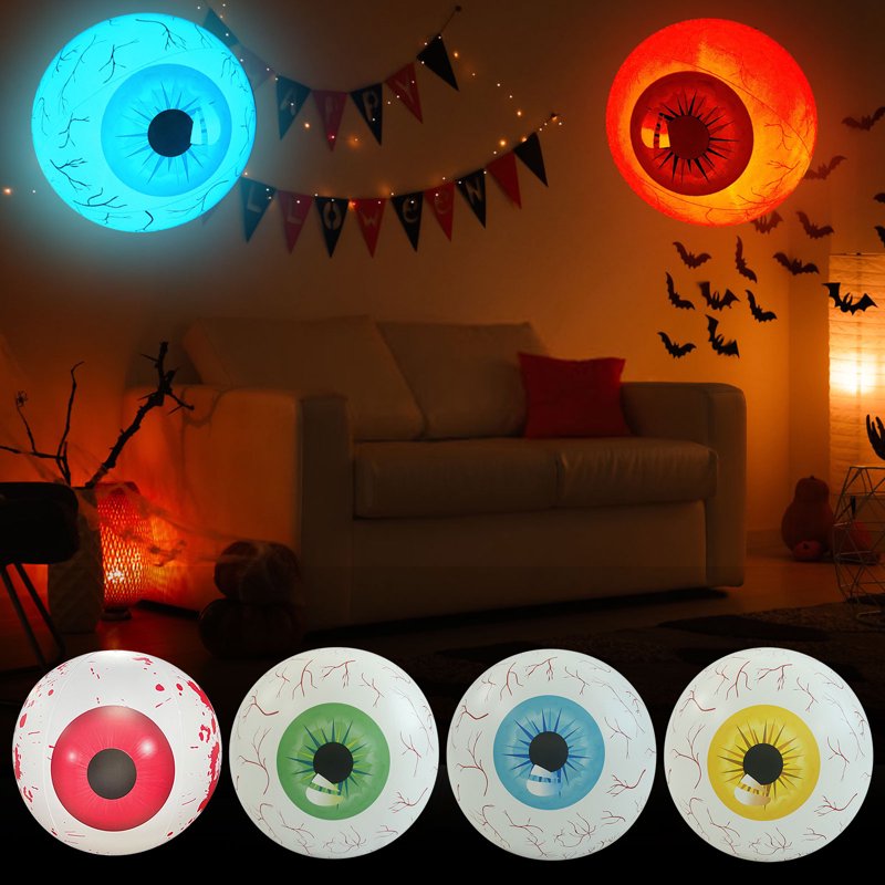 Halloween Inflatable Eyeball Decorations - Bloodshot Luminous Balloons for Indoor Outdoor Garden Party - Variation A
