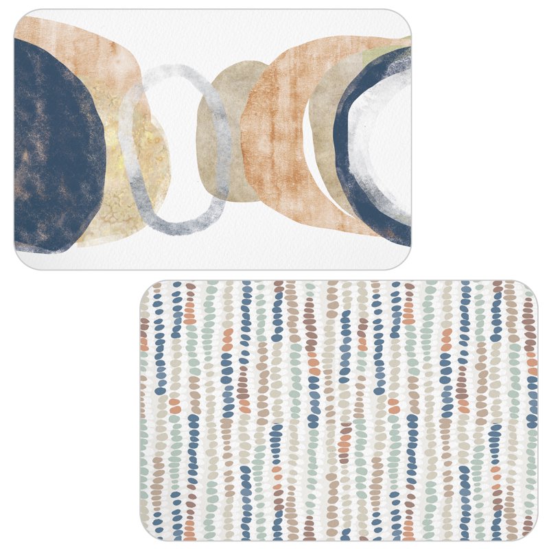 Reversible Blue Abstract Plastic Placemats - 4 Pack