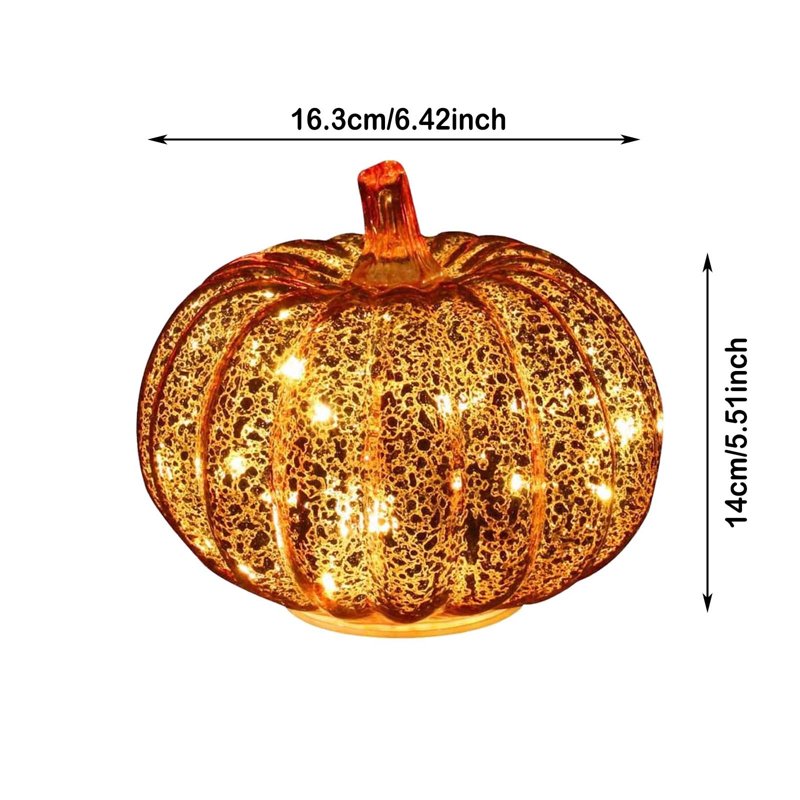 Mercury Glass Pumpkin Lights with Timer - Fall Harvest Decor, C#2, 1 Piece