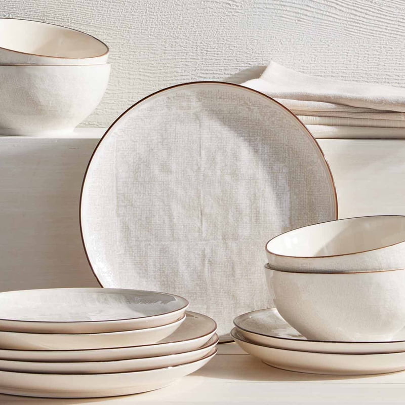 Cream Stoneware Dinner Bowls - 2 Pack, 7.3" Diameter