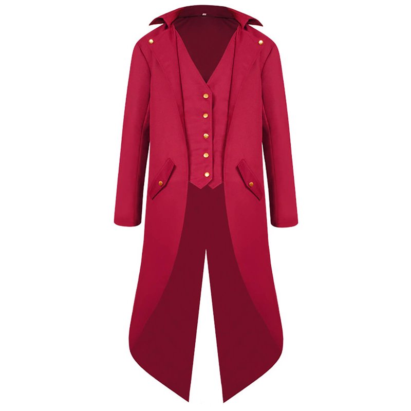 Men's Steampunk Tailcoat Halloween Costume - Red, Size S Variation