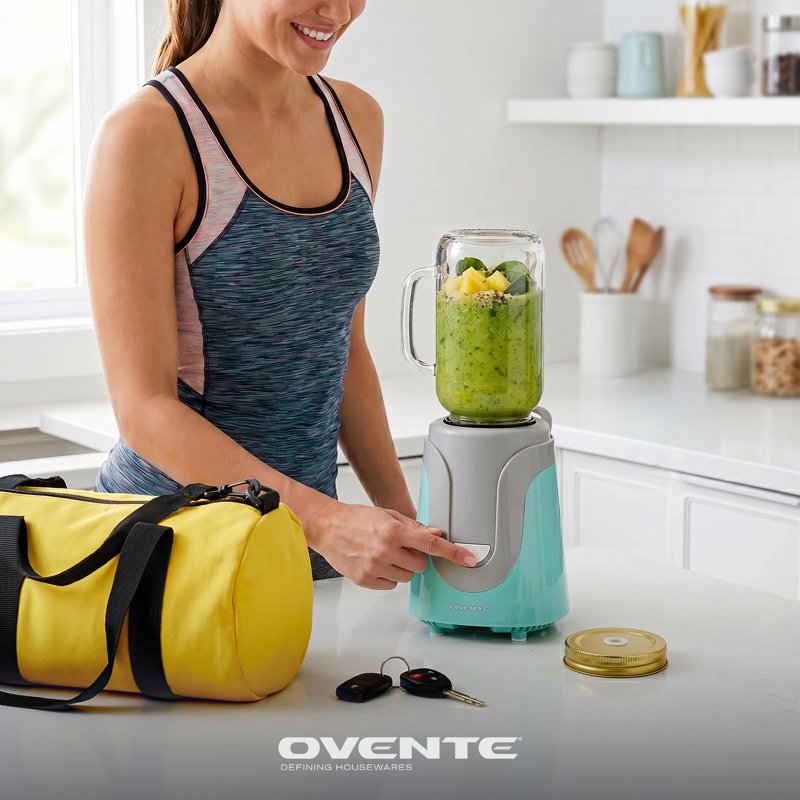 Personal Blender with 18 Oz Mason Jar - 300W, Turquoise