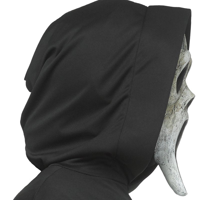 Adult Ghost Face Halloween Costume 3-Piece Set with Mask and Hooded Robe
