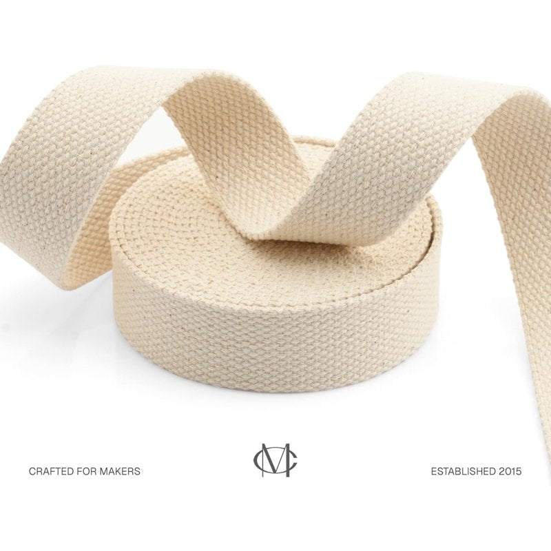 Cotton Webbing Ribbon for Arts & Crafts, Fabric Purse & Bag Straps - 1.25 Inch, 5 Yards