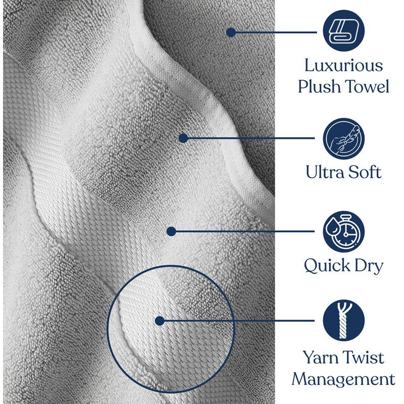 Delara Organic Cotton Washcloths 6-Pack - Light Grey, 13x13 Inches, 650 GSM