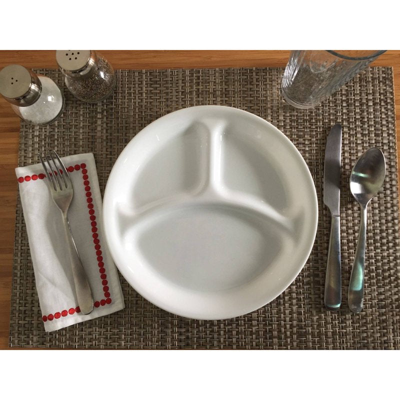 10.25-Inch Round Divided Dinner Plate - Winter Frost White