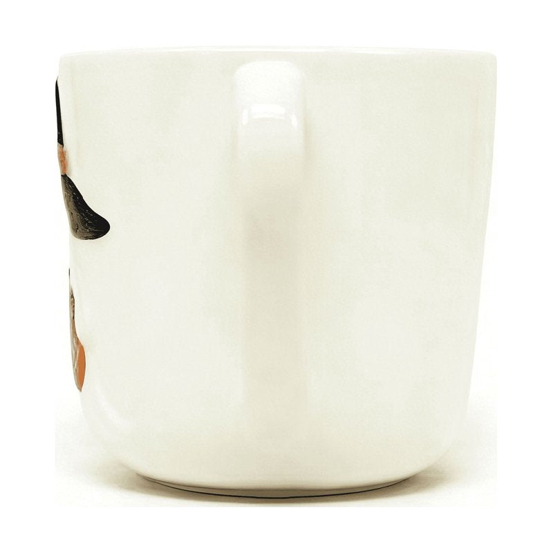 Halloween Ghost Ceramic Mug - White Embossed Coffee Cup with Pumpkin Accessory - Variation 1