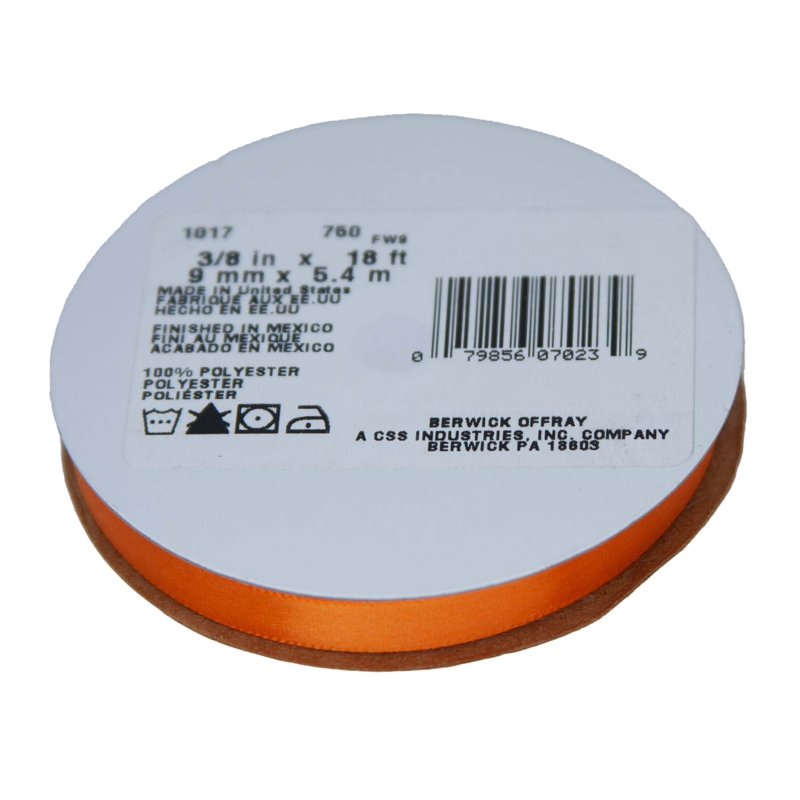 (3 Pack) Offray Satin Ribbon - Torrid Orange 3/8" x 18' - Craft Trim Set
