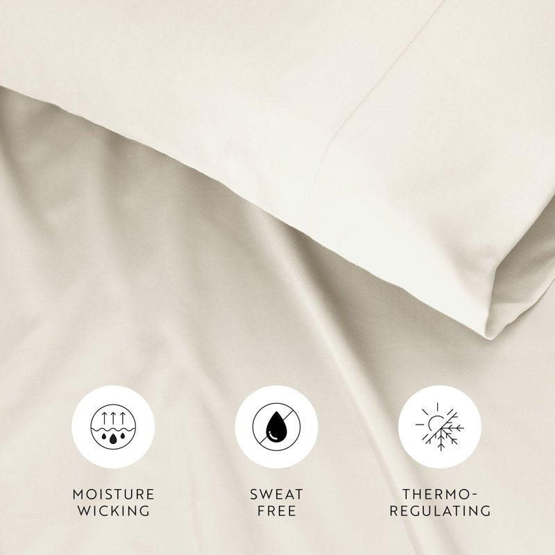 Full Ivory Rayon from Bamboo Bed Sheet Set - Luxury 4-Piece Bedding