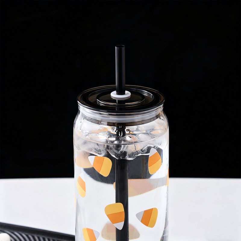 Candy Corn Glass Can Sipper - 20 oz, 2-Pack