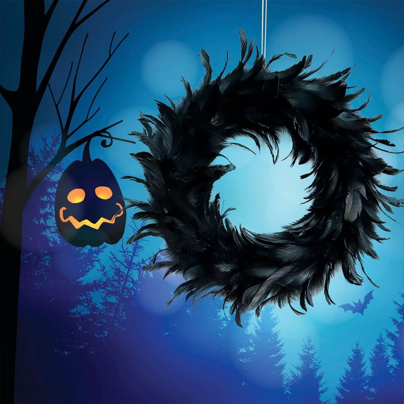 Halloween Wreath for Front Door K-9 Black Halloween Door Decor for Home Porch & Wall