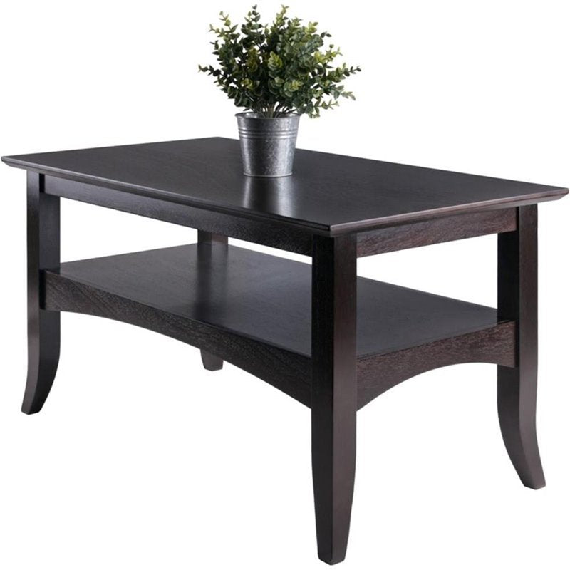 Solid Wood Flared Leg Coffee Table in Rich Coffee Finish