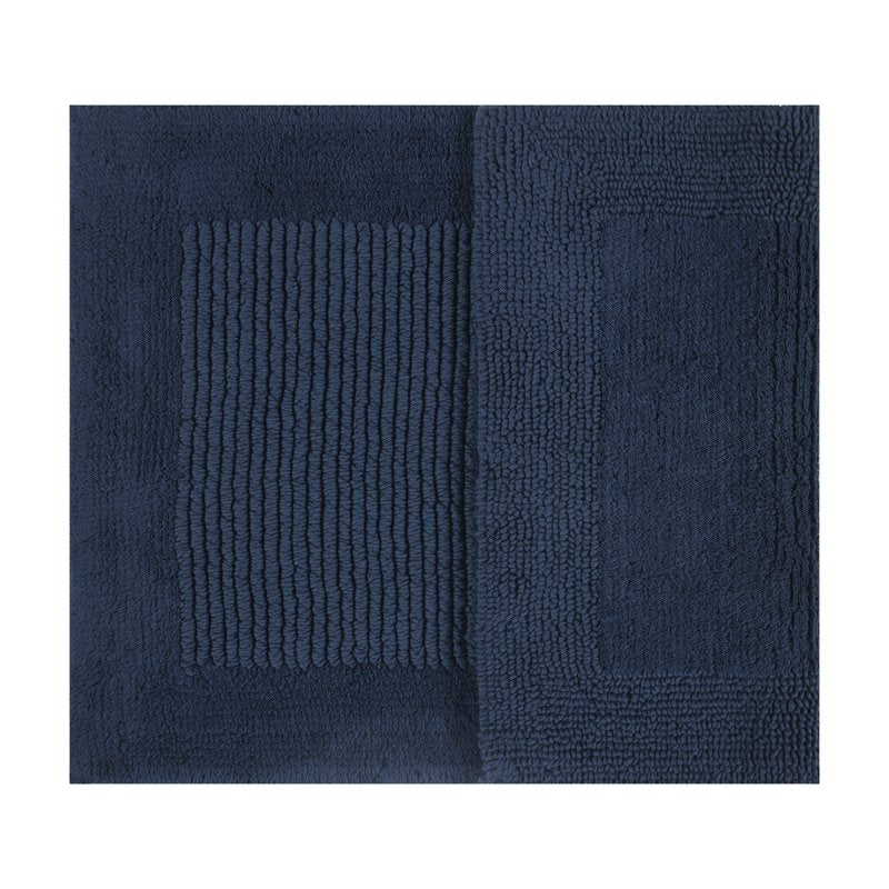 Hotel Style Egyptian Cotton Reversible Bath Rug - Blue, 21 x 34 Inches