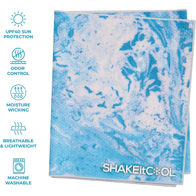ShakeitCool UPF 40 Sun Protection Cooling Towel - Blue Camo 40x12in